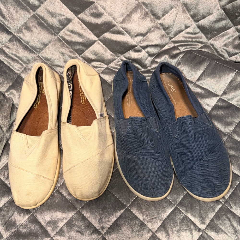 Toms Kids Shoes in Cream and Blue! Two for one!